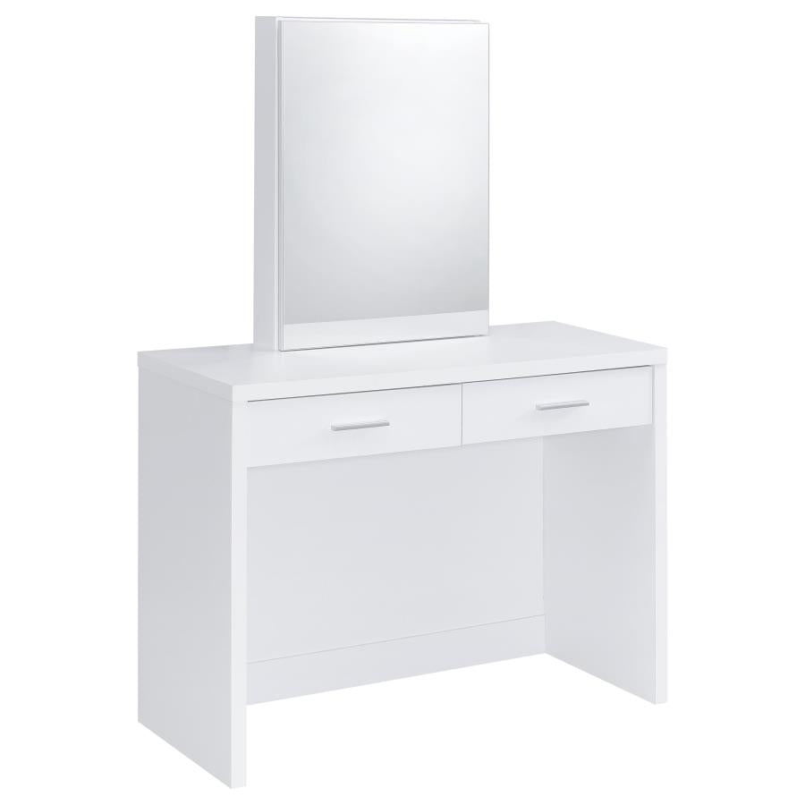 Bunbury Makeup Vanity Table Set Storage Mirror and Stool White - 930280