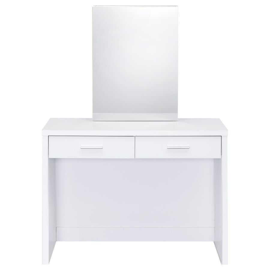 Bunbury Makeup Vanity Table Set Storage Mirror and Stool White - 930280