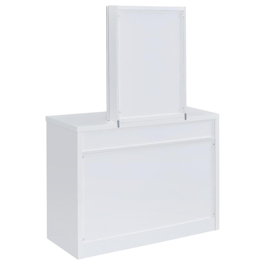 Bunbury Makeup Vanity Table Set Storage Mirror and Stool White - 930280