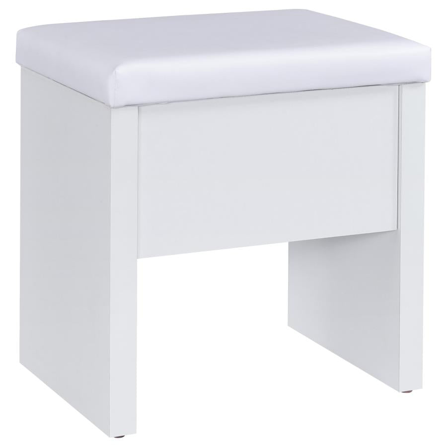 Bunbury Makeup Vanity Table Set Storage Mirror and Stool White - 930280