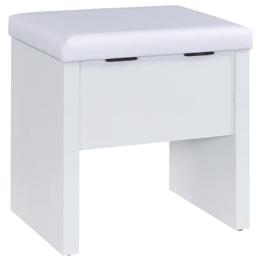 Bunbury Makeup Vanity Table Set Storage Mirror and Stool White - 930280