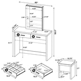 Bunbury Makeup Vanity Table Set Storage Mirror and Stool White - 930280