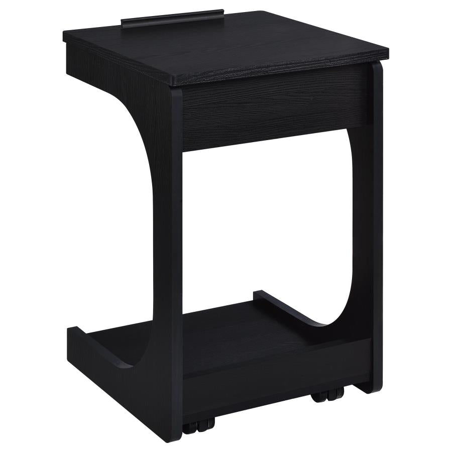 Ralston C-Shaped Lift-Top Sofa Side Table With Casters Black - 930290