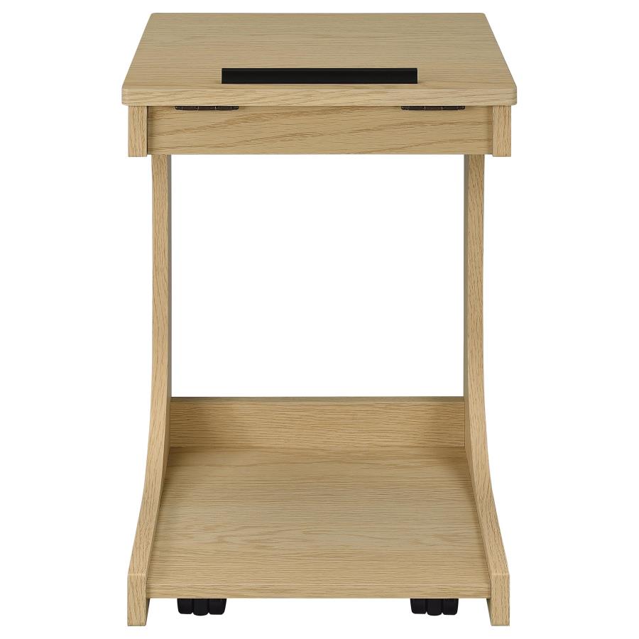 Ralston C-Shaped Lift-Top Sofa Side Table With Casters Light Oak - 930291