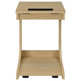 Ralston C-Shaped Lift-Top Sofa Side Table With Casters Light Oak - 930291