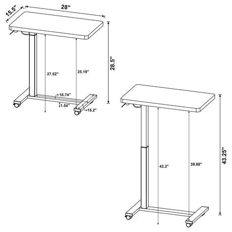 Westpark Pneumatic Adjustable C-Shape Side Table with Casters Black - 930300