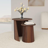 Yency 2-piece Round Mango Wood Nesting Table Set Dark Brown Mango - 930330