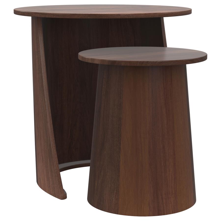 Yency 2-piece Round Mango Wood Nesting Table Set Dark Brown Mango - 930330