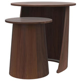Yency 2-piece Round Mango Wood Nesting Table Set Dark Brown Mango - 930330