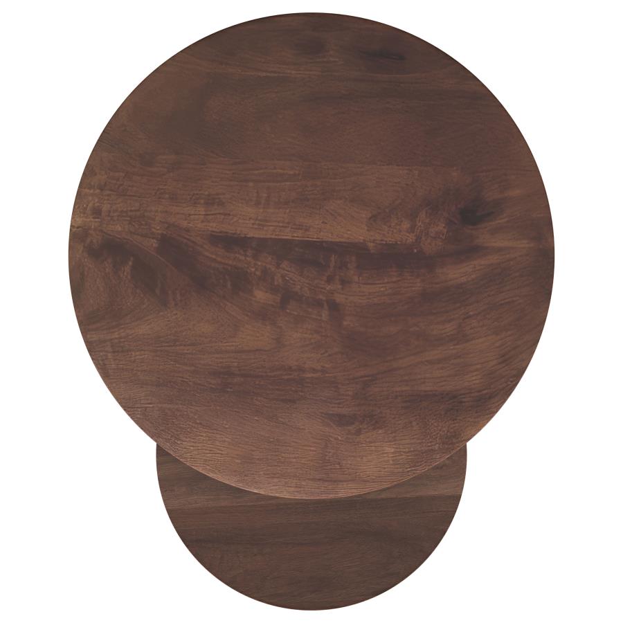Yency 2-piece Round Mango Wood Nesting Table Set Dark Brown Mango - 930330