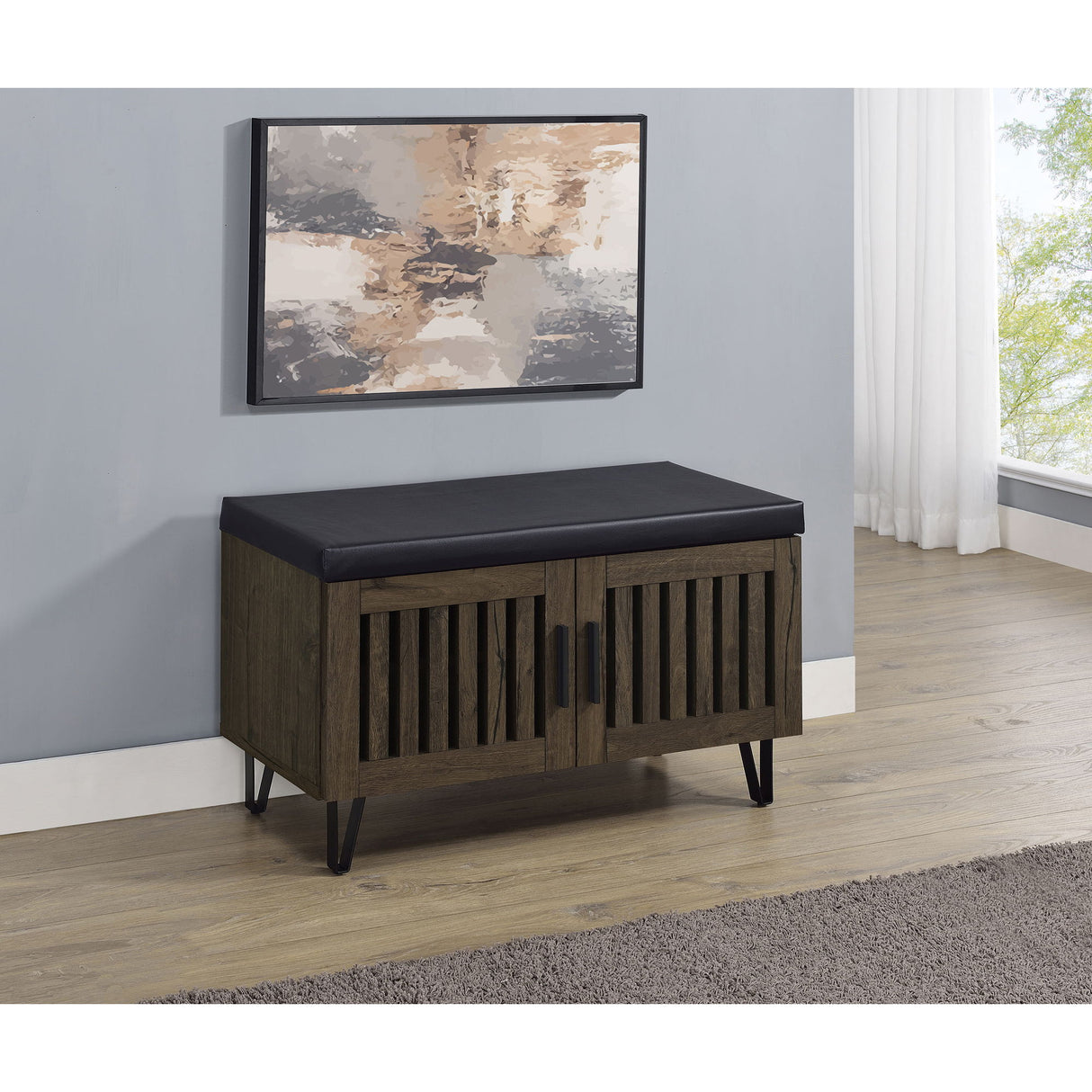 Clackamas - 2 Door Storage Bench With Padded Seat
