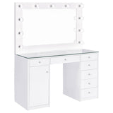 Acena 7-drawer Vanity Set with Lighting White High Gloss - 931143