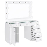 Acena 7-drawer Vanity Set with Lighting White High Gloss - 931143