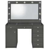 Acena 7-drawer Vanity Set with Lighting Grey High Gloss - 931145