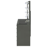 Acena 7-drawer Vanity Set with Lighting Grey High Gloss - 931145