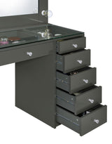 Acena 7-drawer Vanity Set with Lighting Grey High Gloss - 931145