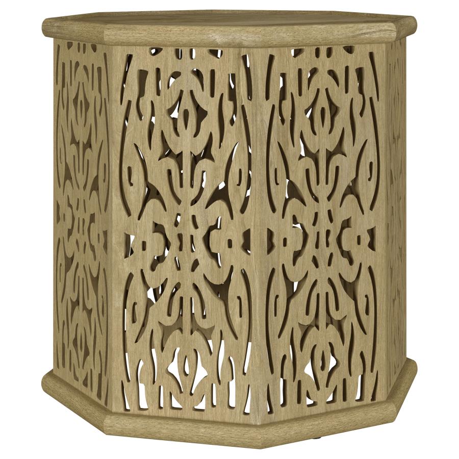 Torres Octagonal Solid Mango Wood Side Table Natural Brown - 931148