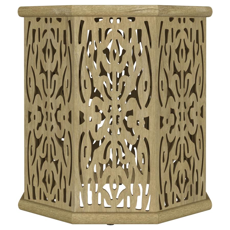 Torres Octagonal Solid Mango Wood Side Table Natural Brown - 931148