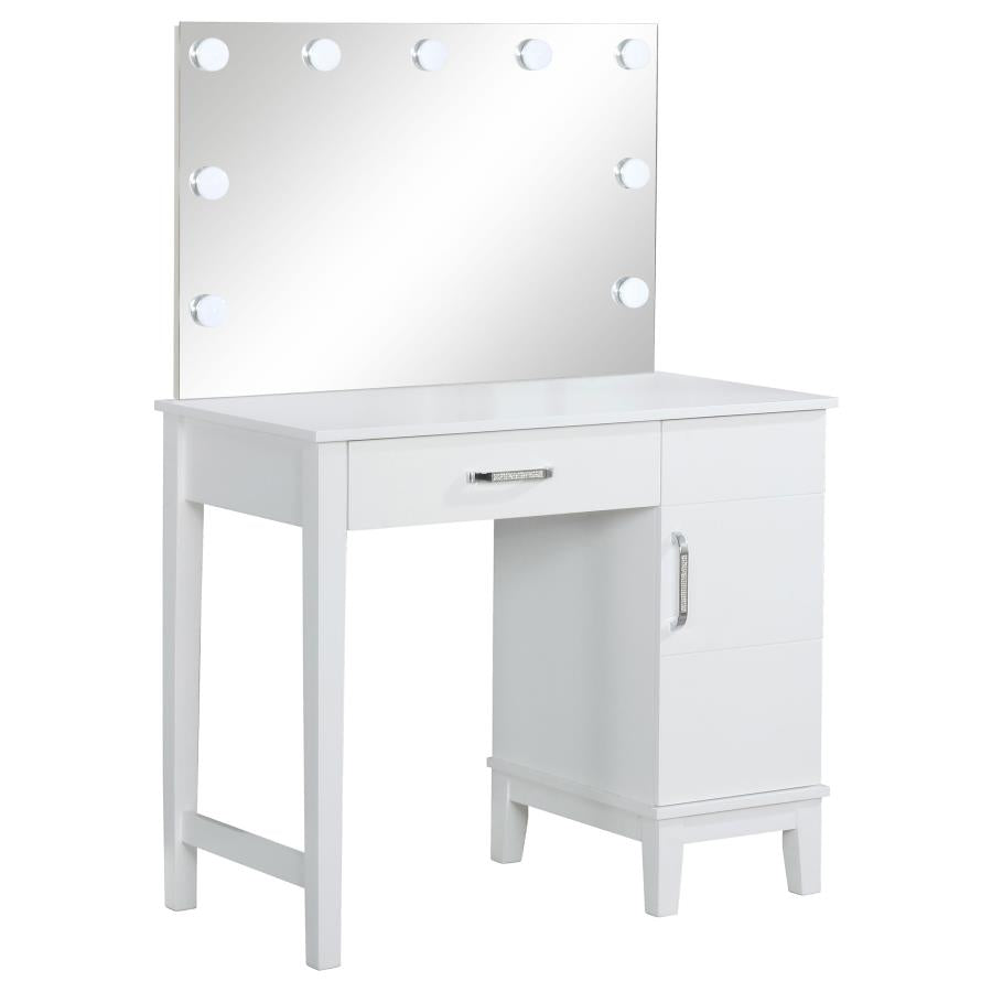 Elijah Vanity Set with Lighting & Stool White and Dark Grey - 931149