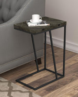 Carly Expandable Engineered Wood C-Shaped Side Table Grey - 931156