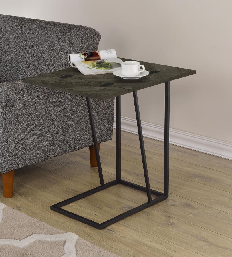Carly Expandable Engineered Wood C-Shaped Side Table Grey - 931156