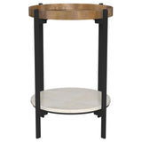 Adhvik Round End Side Table Marble Shelf Natural and Black - 931218