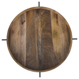 Adhvik Round End Side Table Marble Shelf Natural and Black - 931218