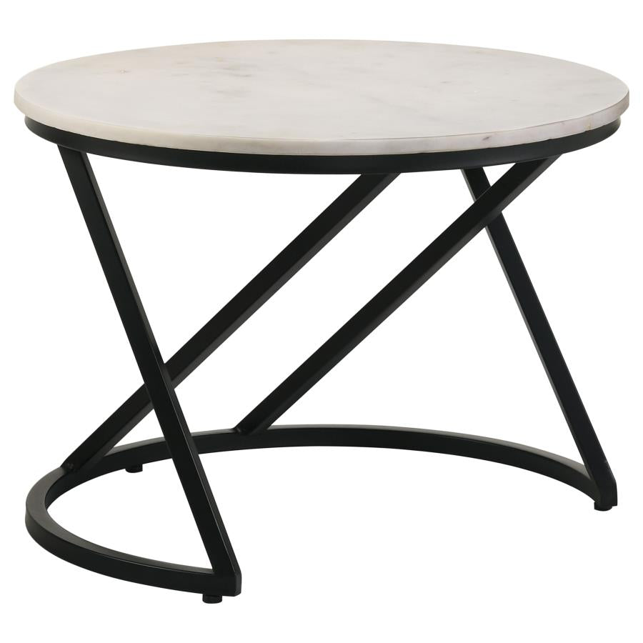 Miguel Round Marble Top Coffee Table White and Black - 931227