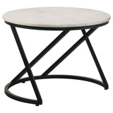 Miguel Round Marble Top Coffee Table White and Black - 931227