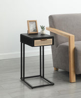 Amherst 1-drawer Radio Weave Cane Metal Side Table Black - 931631