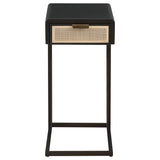 Amherst 1-drawer Radio Weave Cane Metal Side Table Black - 931631