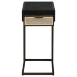 Amherst 1-drawer Radio Weave Cane Metal Side Table Black - 931631