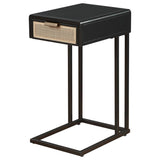 Amherst 1-drawer Radio Weave Cane Metal Side Table Black - 931631