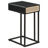 Amherst 1-drawer Radio Weave Cane Metal Side Table Black - 931631
