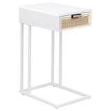 Amherst 1-drawer Radio Weave Cane Metal Side Table White - 931632