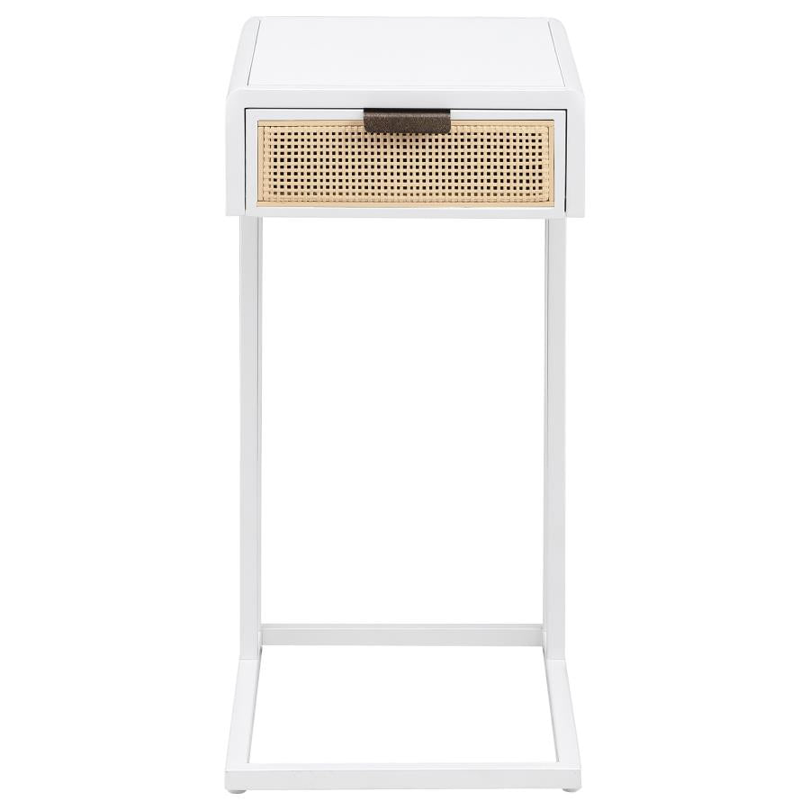 Amherst 1-drawer Radio Weave Cane Metal Side Table White - 931632