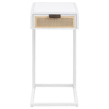 Amherst 1-drawer Radio Weave Cane Metal Side Table White - 931632