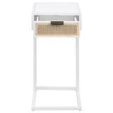 Amherst 1-drawer Radio Weave Cane Metal Side Table White - 931632