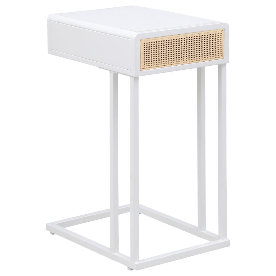 Amherst 1-drawer Radio Weave Cane Metal Side Table White - 931632