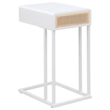 Amherst 1-drawer Radio Weave Cane Metal Side Table White - 931632