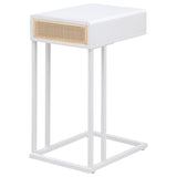 Amherst 1-drawer Radio Weave Cane Metal Side Table White - 931632