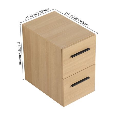 Floating Bathroom Vanity Drawer Base, Wall Mounted Storage With 2 Drawers - Light Oak