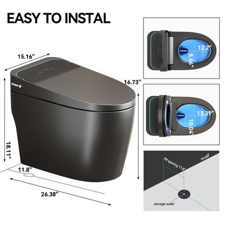 Smart Bidet Toilet With Auto Open / Close Seat