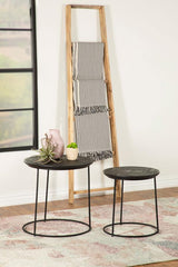 Loannis 2-piece Round Mango Wood Nesting Table Matte Black - 935842