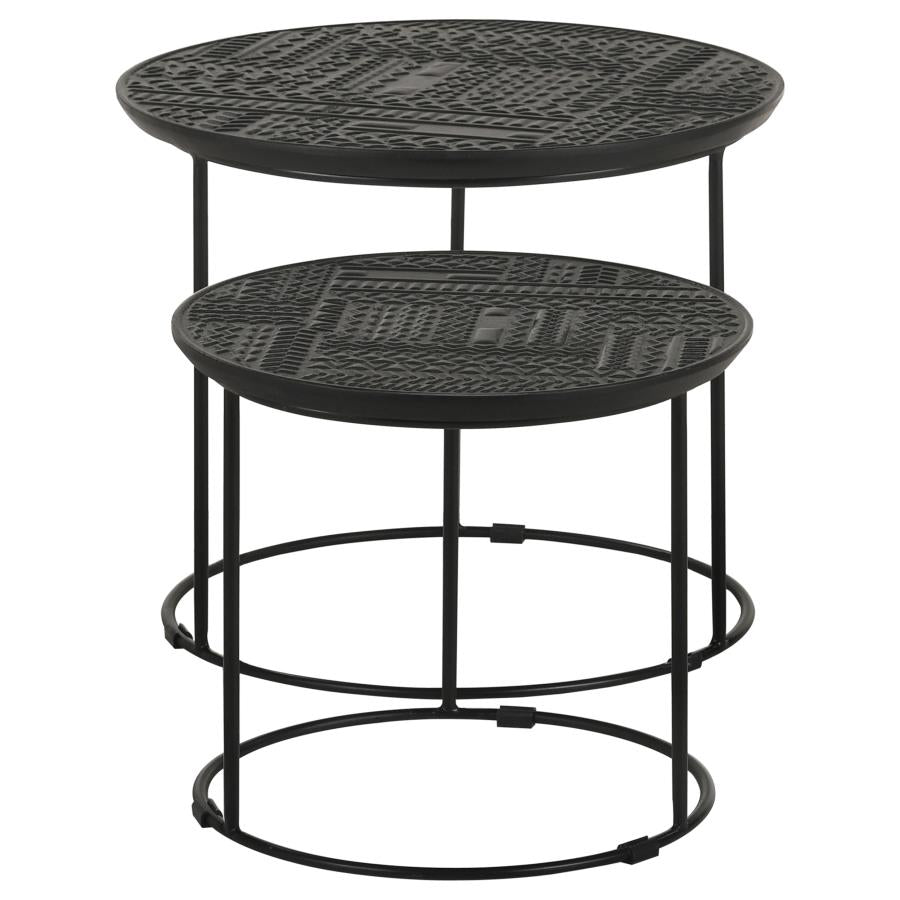 Loannis 2-piece Round Mango Wood Nesting Table Matte Black - 935842