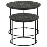 Loannis 2-piece Round Mango Wood Nesting Table Matte Black - 935842