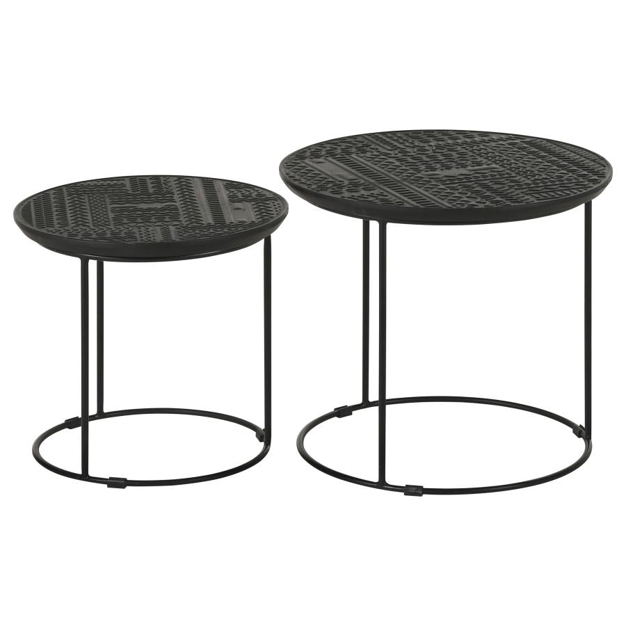 Loannis 2-piece Round Mango Wood Nesting Table Matte Black - 935842