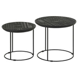 Loannis 2-piece Round Mango Wood Nesting Table Matte Black - 935842