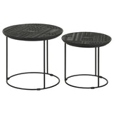Loannis 2-piece Round Mango Wood Nesting Table Matte Black - 935842