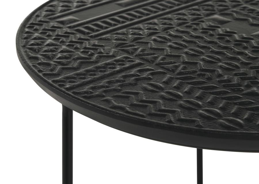 Loannis 2-piece Round Mango Wood Nesting Table Matte Black - 935842